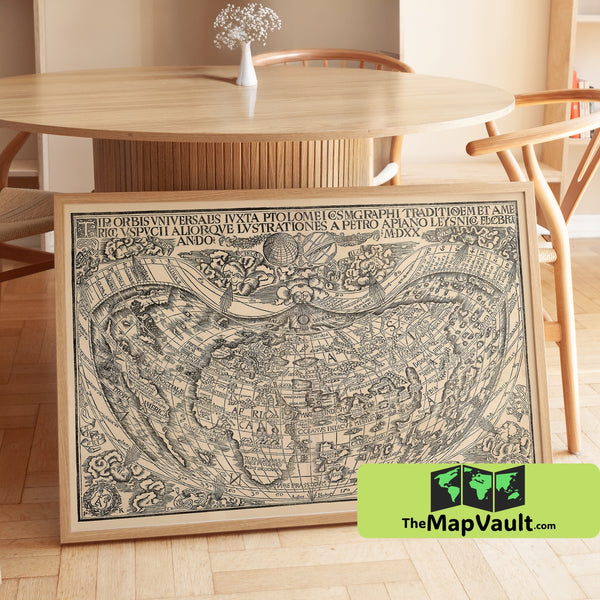 America Map Print - Martin Waldseemüller - 1507 - First Map to Name the New World & Landmark Age of Discovery Cartography