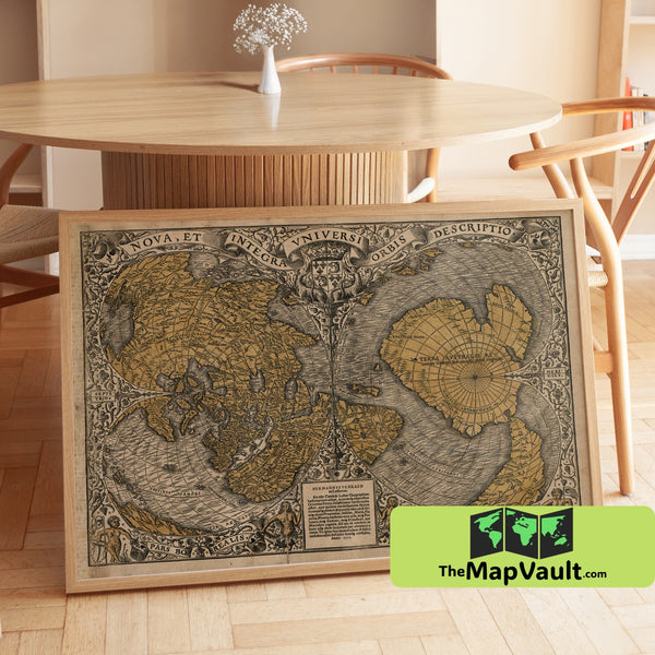 Oronteus Finaeus World Map Print - 1531 - Early Antarctic Exploration & Cartography