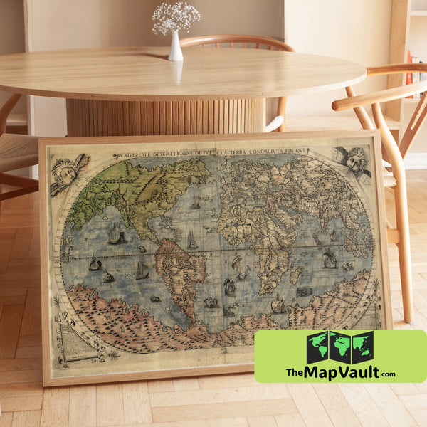 World Map Print - Gastaldi & Bertelli - 1565 - Early Map of the Americas & Renaissance Age of Exploration