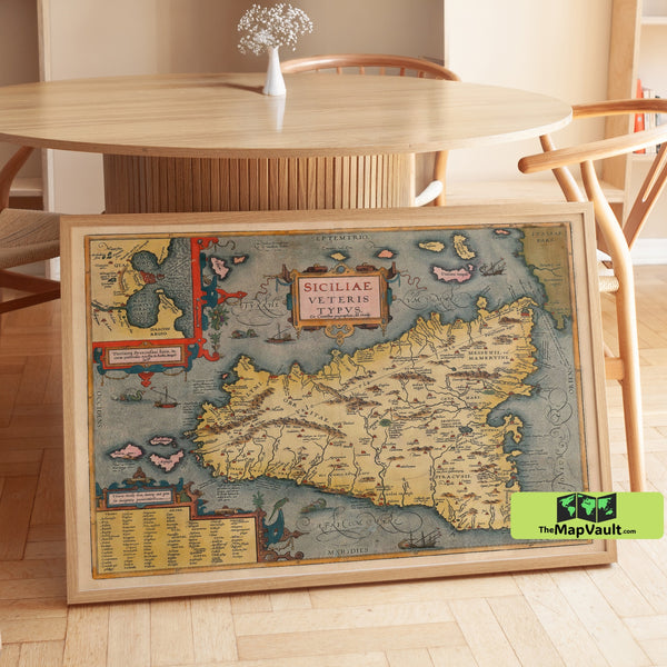 1600 Map of Sicily, Italy – Antique Italian Cartography
