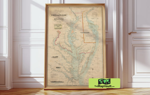 Chesapeake & Delaware Bays – Nautical Chart Map – Iconic Mid-Atlantic Maritime Heritage Art