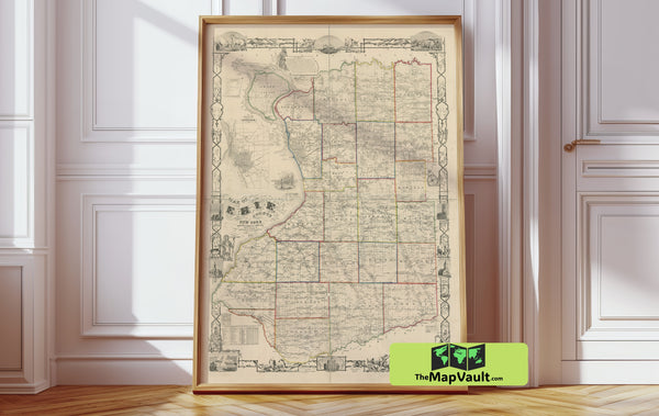 Erie County New York – Farm Line Survey Map of Buffalo – Authentic Historical Cartographic Record