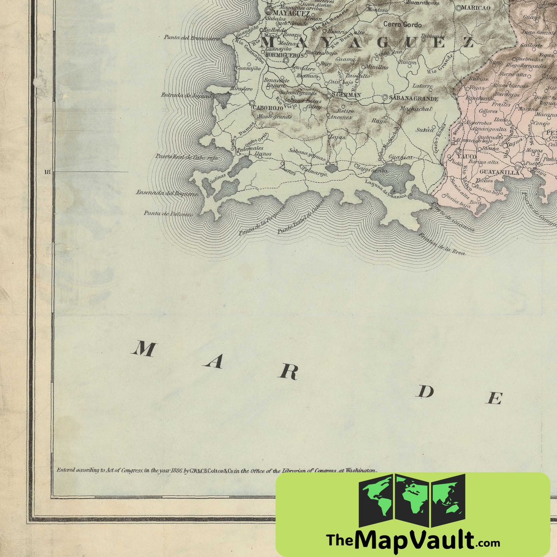 Puerto Rico Colonial Map 1863 Map of Puerto Rico | TheMapVault