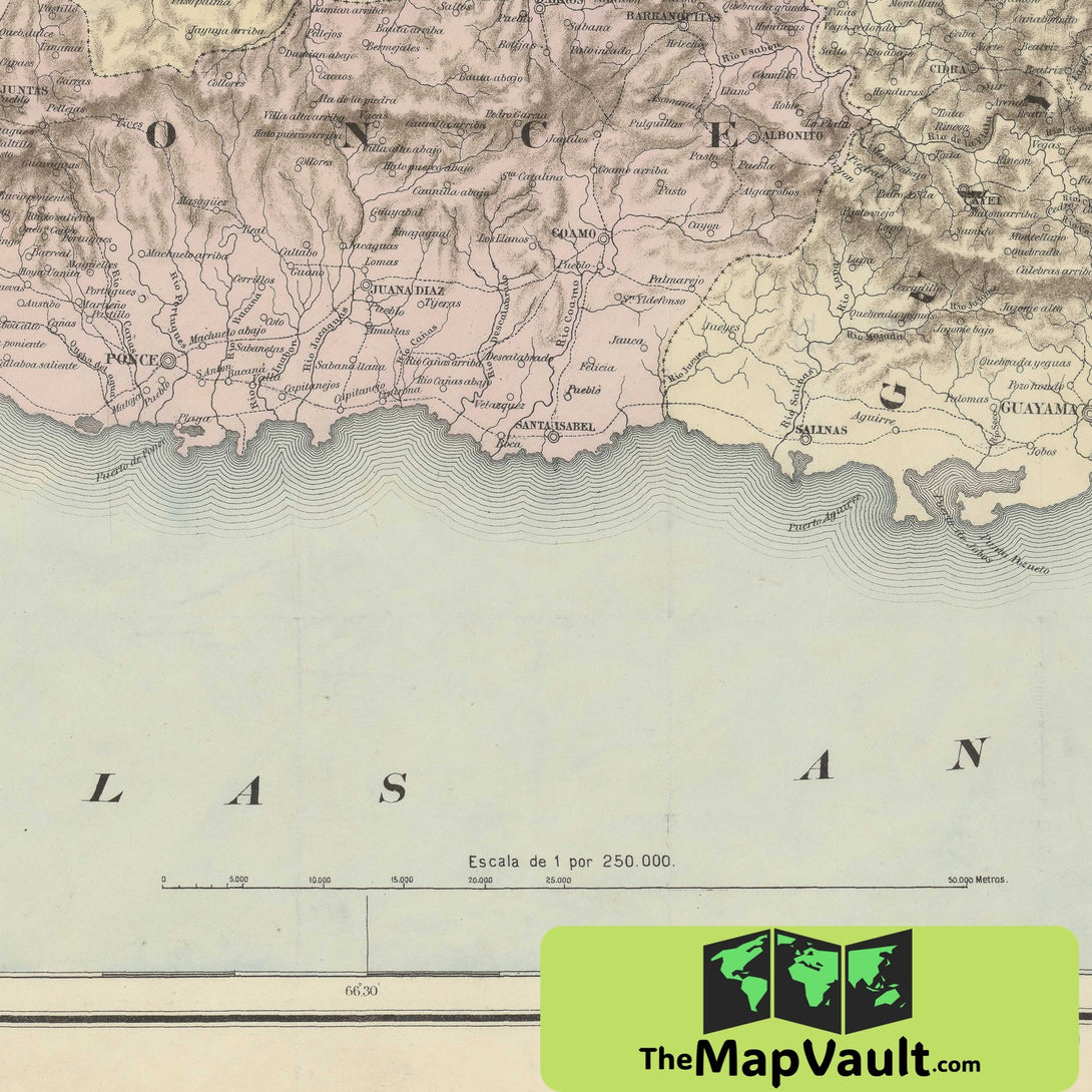 Puerto Rico Colonial Map 1863 Map of Puerto Rico | TheMapVault