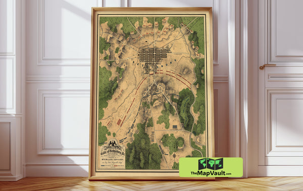 Battle of Gettysburg Map Print - 1863 American Civil War Battle Map - Vintage Pennsylvania Military Map