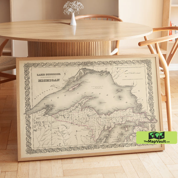 1867 Map of Lake Superior and Northern Michigan – Vintage Cartography
