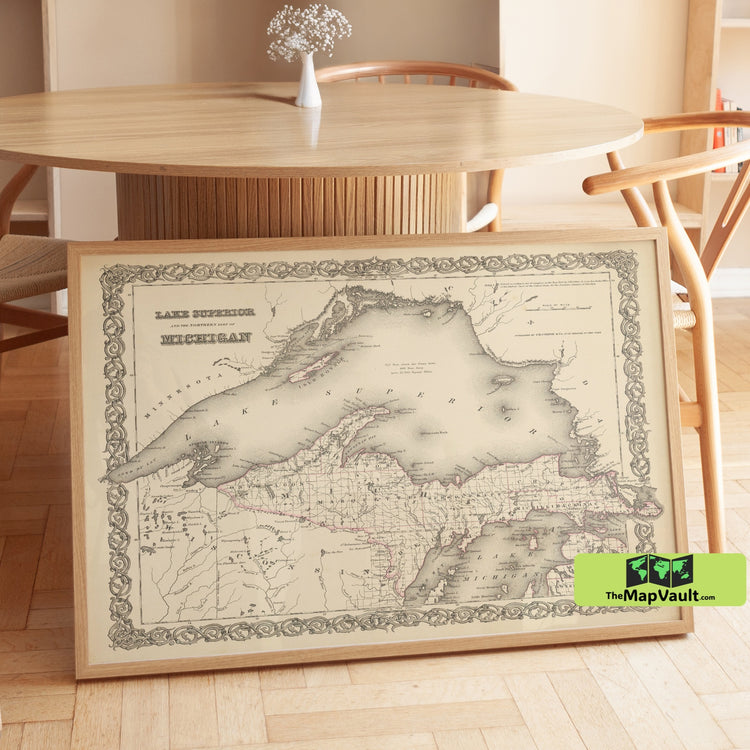 1867 Map of Lake Superior and Northern Michigan - Vintage Cartography