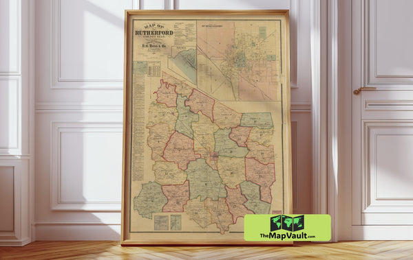 Rutherford County Tennessee – Urban Evolution Map of Murfreesboro – Timeless Regional Cartographic Art