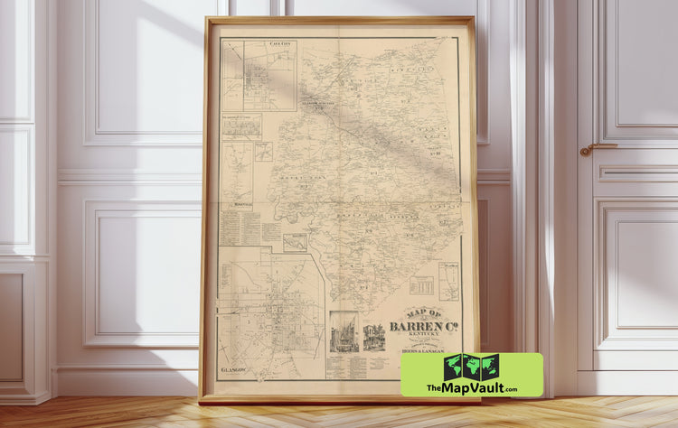 Barren County Kentucky - Historic Map of Glasgow - Exquisite Regional Cartographic Legacy