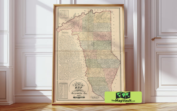 Greenville County South Carolina – Heritage Family Map – Intricate Regional Cartographic Narrative