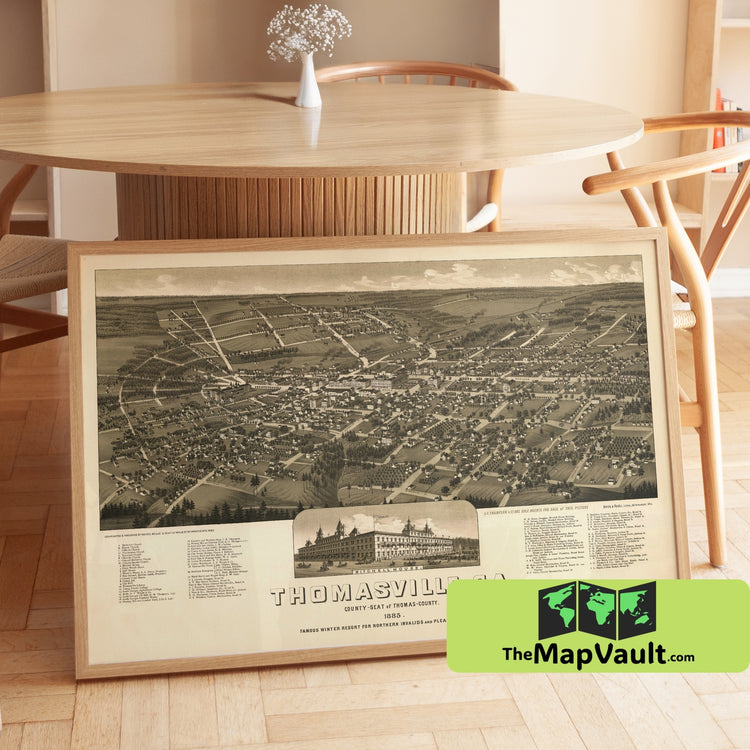 Thomasville Georgia Map Print - 1885 - Historic Bird’s-Eye View & Southern Winter Resort Town