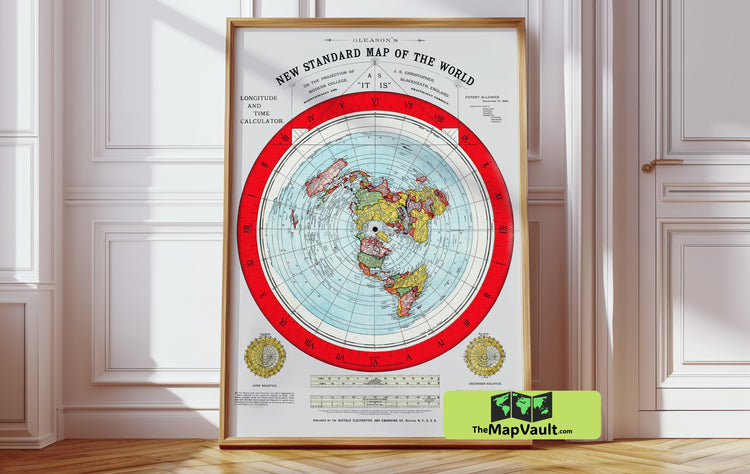 Flat Earth Map 1892 Vintage Print - Delve into Controversial Cosmology and Bold Curiosity