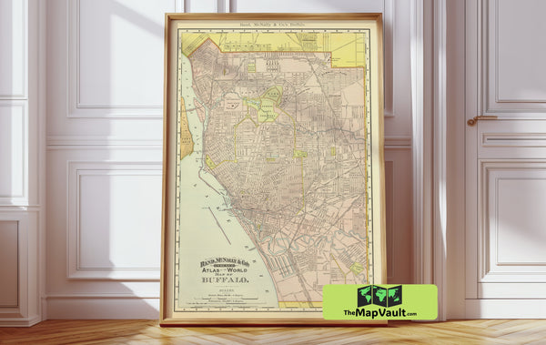 Buffalo New York Area – Urban Landscape Map – Iconic Historical Cartographic Illustration