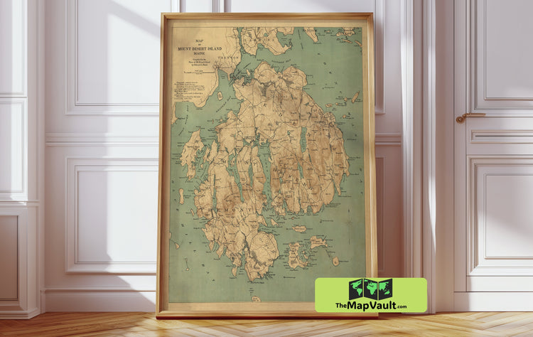 1893 Map of Mount Desert Island, Maine - Vintage Coastal Cartography - Historical Topographic Map