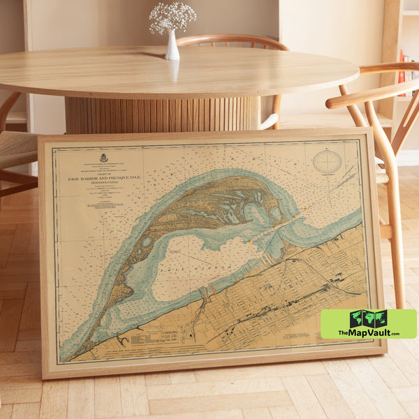 1901 Nautical Map of Erie Harbor and Presque Isle, Pennsylvania – Maritime Navigation Chart