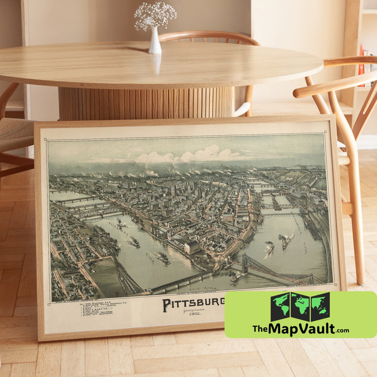 Pittsburgh Pennsylvania Map Print - 1902 - Historic Bird’s-Eye View & Industrial Steel Cityscape