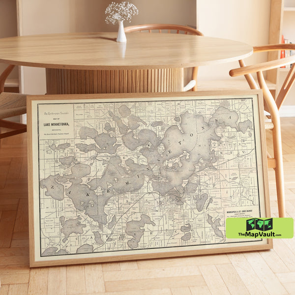 1903 Lake Minnetonka Minnesota – Antique Map of Hennepin County’s Famous Lake Resorts