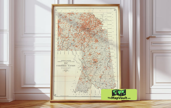 Cherokee Nation Oklahoma – 1903 Allotment Map – Detailed Survey of Tribal Residential Divisions