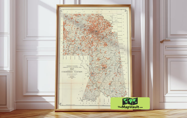 Cherokee Nation Oklahoma - 1903 Allotment Map - Detailed Survey of Tribal Residential Divisions