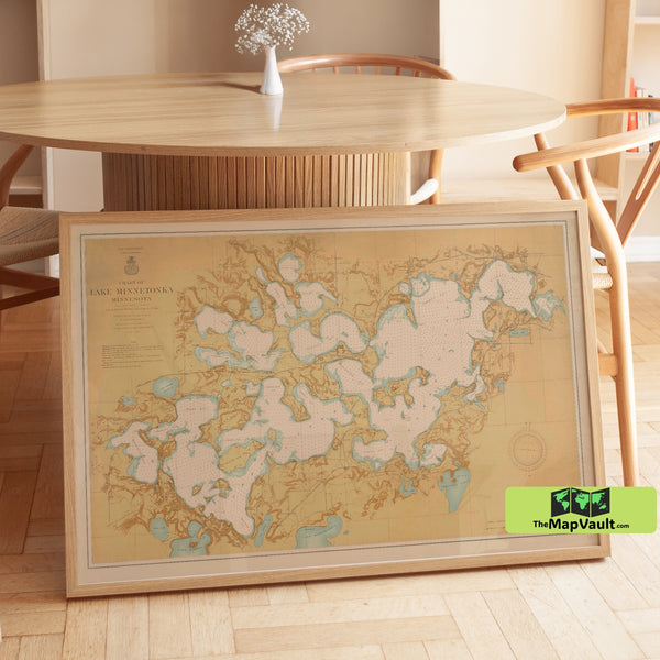 1906 Nautical Map of Lake Minnetonka, Minnesota – Historic Bathymetric Chart Reproduction on Matte Paper