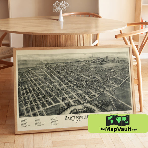 Bartlesville Oklahoma Map Print - 1917 - Historic Panoramic City View & Industrial Growth