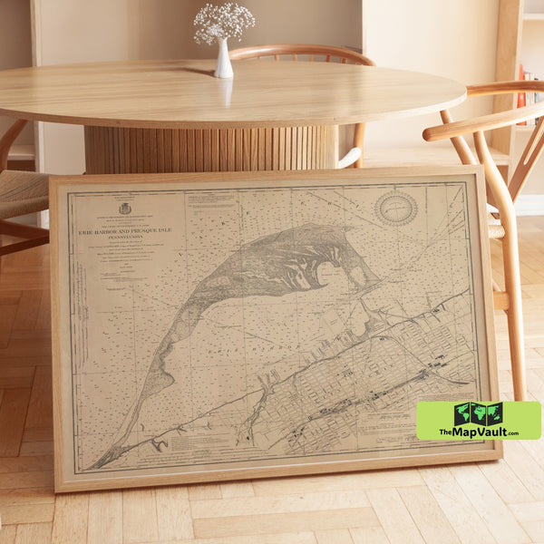 1923 Nautical Map of Erie Harbor and Presque Isle, Lake Erie, PA