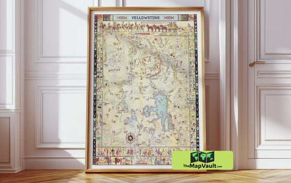 Yellowstone Map 1931 Wall Art – Journey Through Wild Frontiers and Scenic Natural Wonders