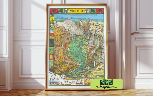 Yosemite Map 1931 Wall Art – Embrace Towering Cliffs and Majestic Valley Views