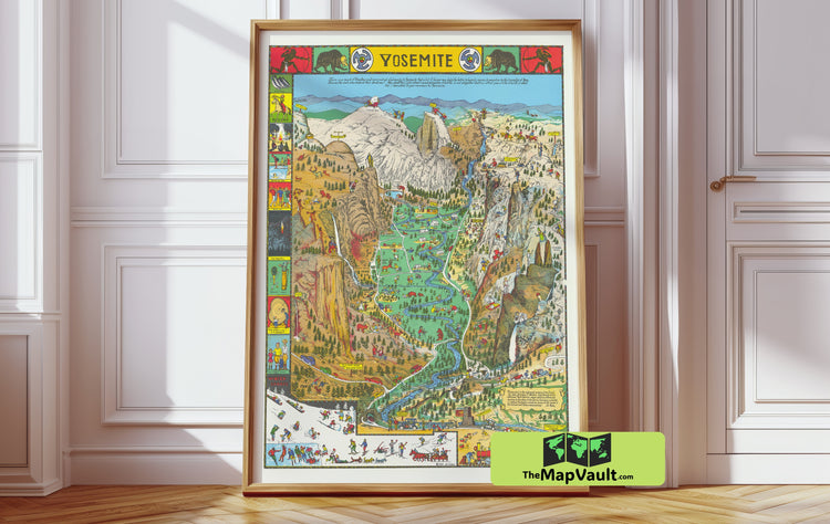 Yosemite Map 1931 Wall Art - Embrace Towering Cliffs and Majestic Valley Views