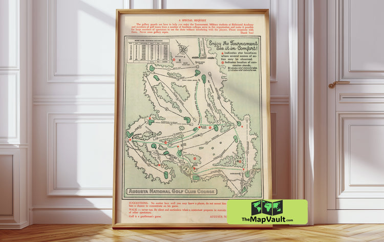Golf Course Map 1954 Wall Art - Relive Mid-Century Fairways and Iconic Sports Heritage