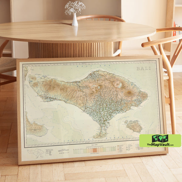 Bali 1935 Old Map Poster – Indonesian Island Print for Exotic Cultural Exploration