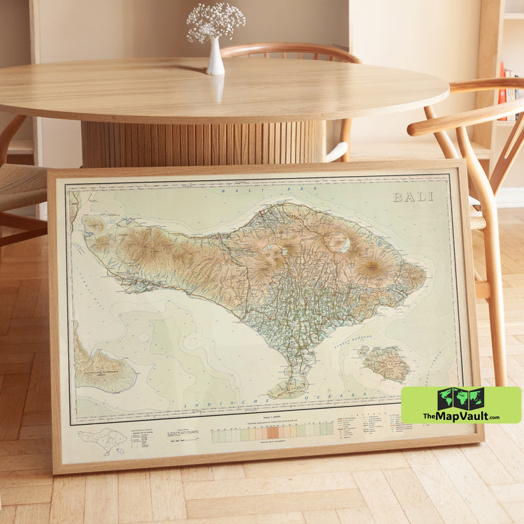Bali 1935 Old Map Poster - Indonesian Island Print for Exotic Cultural Exploration