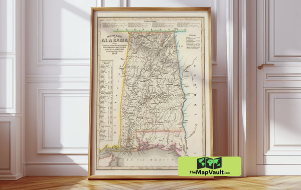Alabama Vintage Map Giclée – Explore River Valleys and Transformative Southern History
