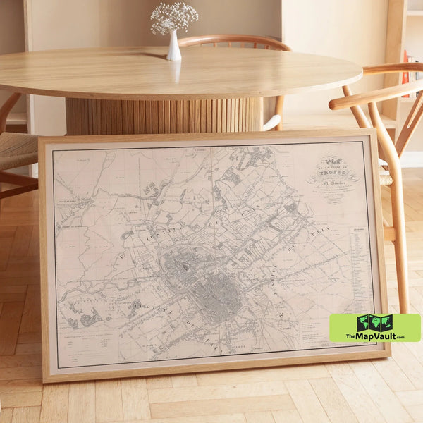 Antique Map of Troyes - Vintage French City Plan Reproduction