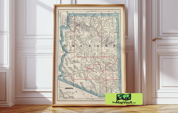 Arizona Frontier Map Reproduction – Discover Desert Wonders and Pioneer Tenacity