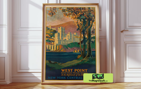 West Point Military Academy Print - Frank Hazell - Vintage Hudson River Travel Poster