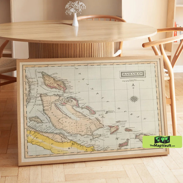 Antique Bahamas Map Print - Vintage Caribbean Nautical Wall Art