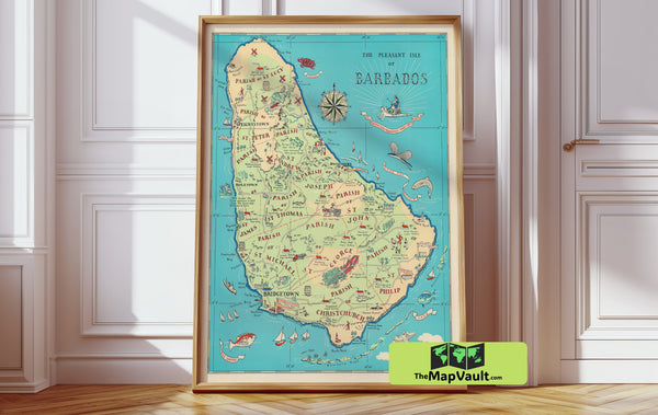 Barbados 1946 Print – A Historic Caribbean Map for Culture and Travel Enthusiasts