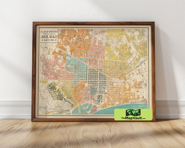 Historic Map of Barcelona – Vintage Urban Plan & Architectural Heritage