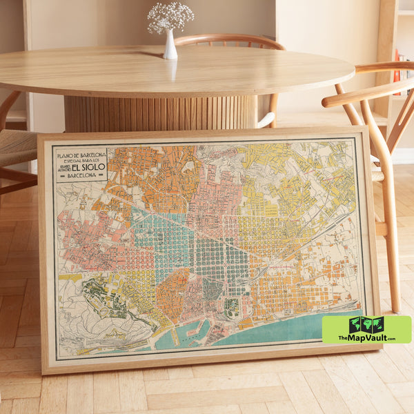 Historic Map of Barcelona – Vintage Urban Plan & Architectural Heritage