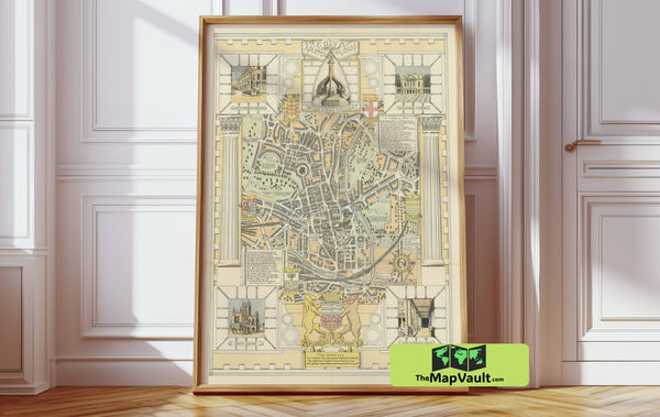 Bath 1930 Print – A Captivating Historic Urban Map Celebrating British Spa Heritage and Timeless City Charm