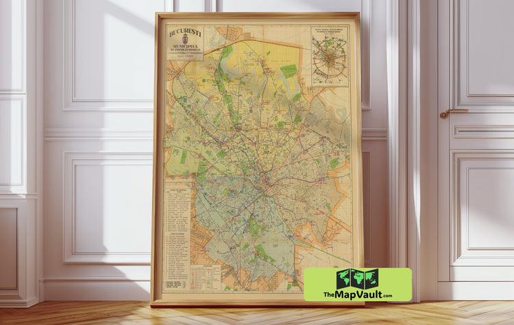 Bucharest Historical Map Vintage Print - Uncover the Vibrant Soul of Romania’s Capital