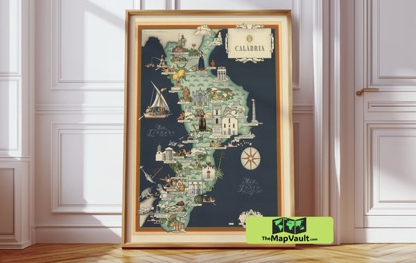 Calabria 1939 Print – A Historic Italian Map for Regional Heritage and Art Lovers