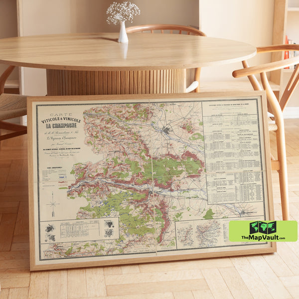Champagne France Viticulture Map - Historical Wine Growing and Vineyard Regions of France