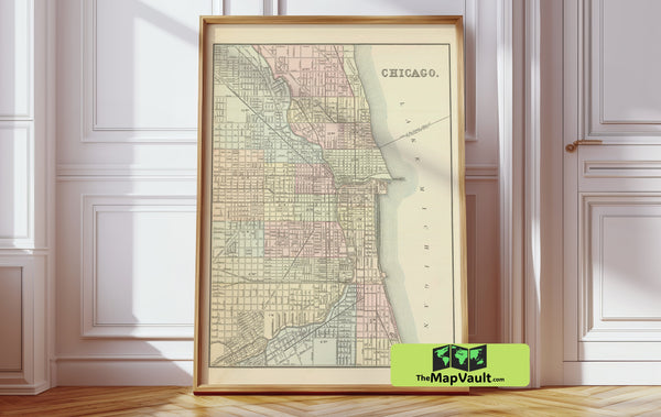 Chicago 1885 Restored Map – Experience Midwest Ambition and Grit in a Growing Metropolis