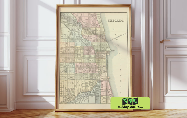 Chicago 1885 Restored Map - Experience Midwest Ambition and Grit in a Growing Metropolis