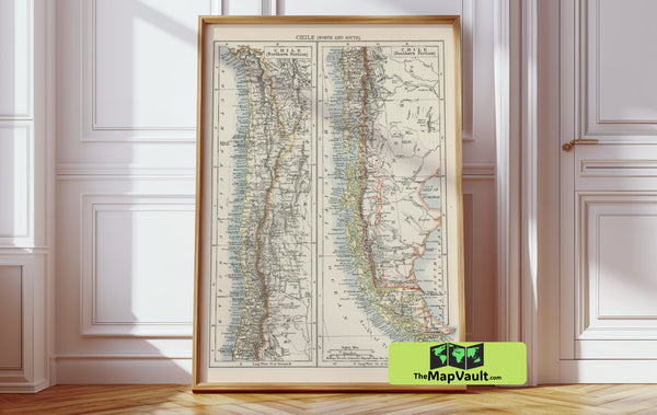 Chile Historical Map – Witness Andean Peaks and Pacific Harbors in a Nation of Contrasts