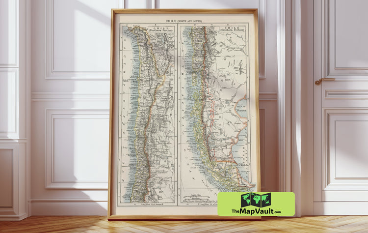 Chile Historical Map - Witness Andean Peaks and Pacific Harbors in a Nation of Contrasts