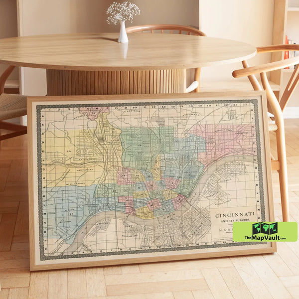 Cincinnati Antique Map Print - Historic Ohio City Plan