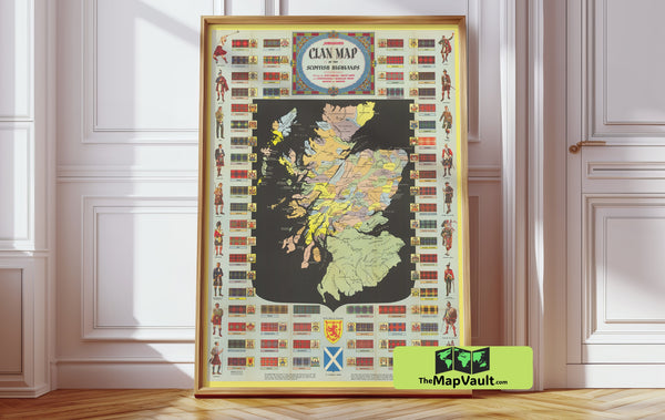 Scotland Clans Map Vintage Print – Celebrate Highland Heritage and Storied Lineages